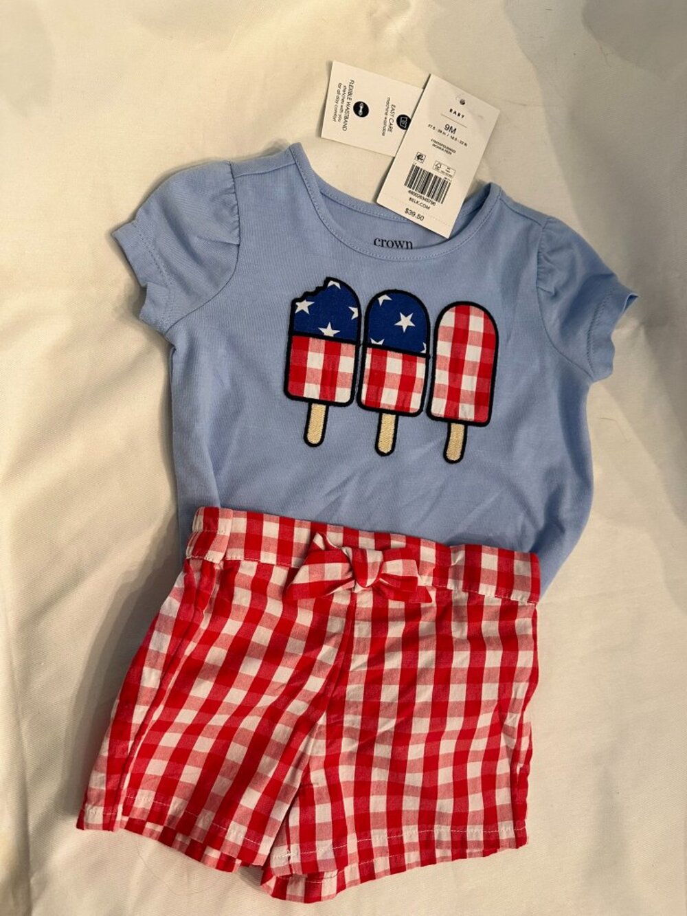 CELEBRATE 2 PC NWT SHORTS & Tee 9mo RED-WHITE-BLUE